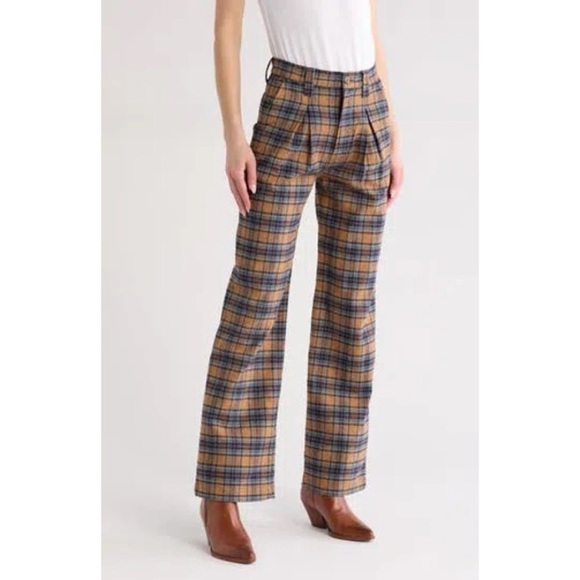 NWT Mother The Pleated Maven Plaid Pants Delta Dawn - Size 33 - Picture 6 of 14